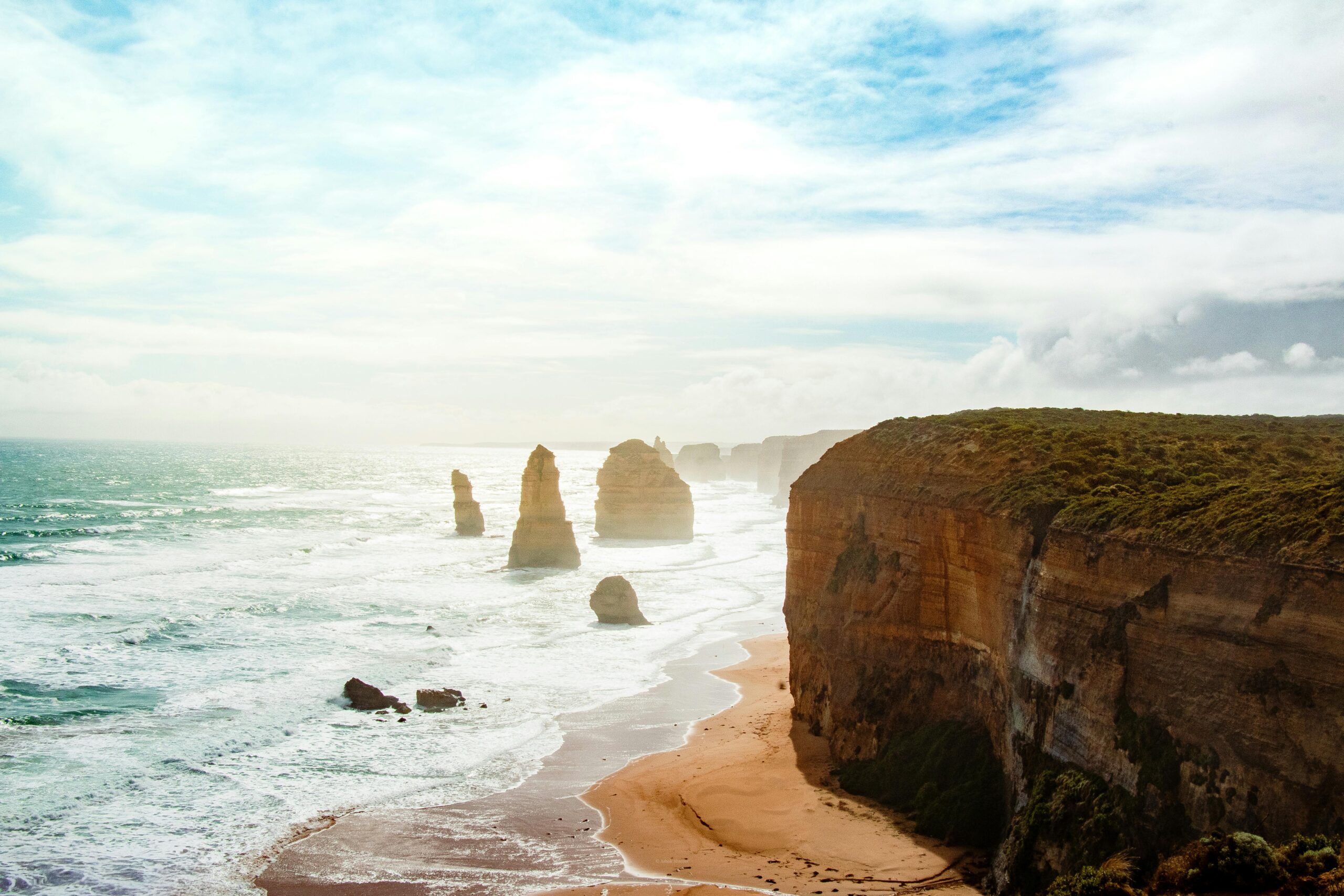 Breathtaking coastal view of the Twelve Apostles along the Great Ocean Road in Victoria, Australia.